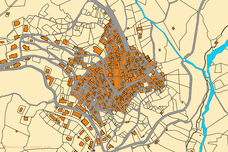 Mappa catastale del centro di Santa Domenica Talao: particelle e fabbricati, cartografia Agenzia delle Entrate