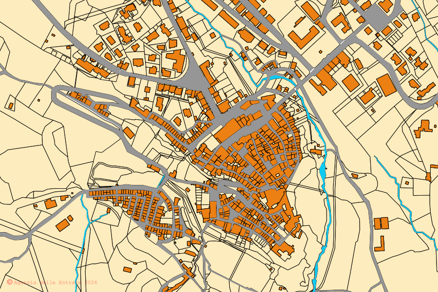 Mappa catastale del centro di Santa Fiora: particelle e fabbricati, cartografia Agenzia delle Entrate