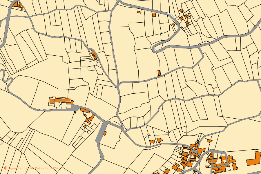 Mappa catastale del centro di Santa Giuletta: particelle e fabbricati, cartografia Agenzia delle Entrate