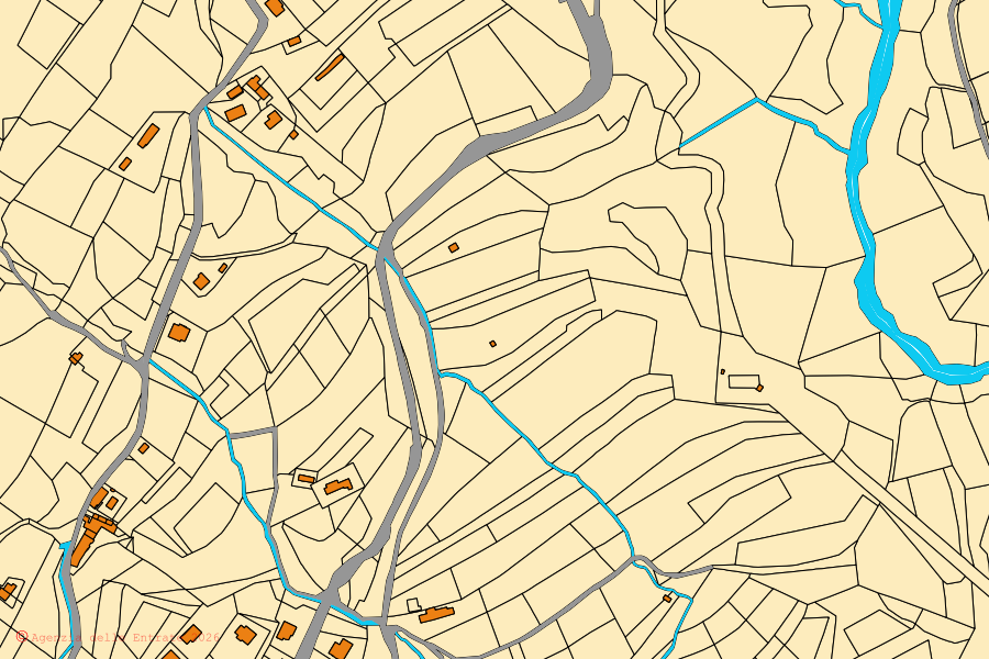 Mappa catastale del centro di Santa Giustina: particelle e fabbricati, cartografia Agenzia delle Entrate