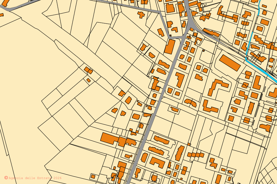 Mappa catastale del centro di Santa Lucia di Piave: particelle e fabbricati, cartografia Agenzia delle Entrate