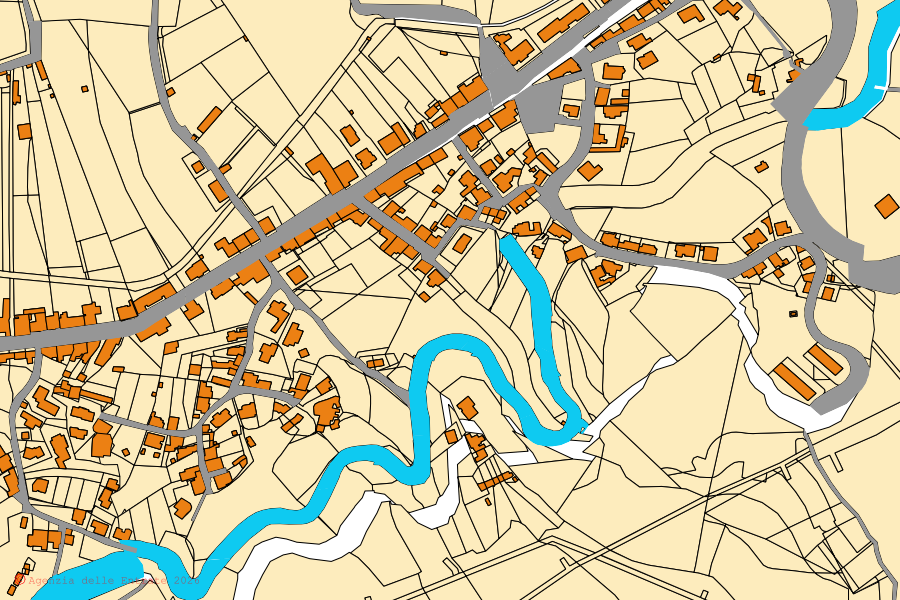 Mappa catastale del centro di Santa Maria Coghinas: particelle e fabbricati, cartografia Agenzia delle Entrate