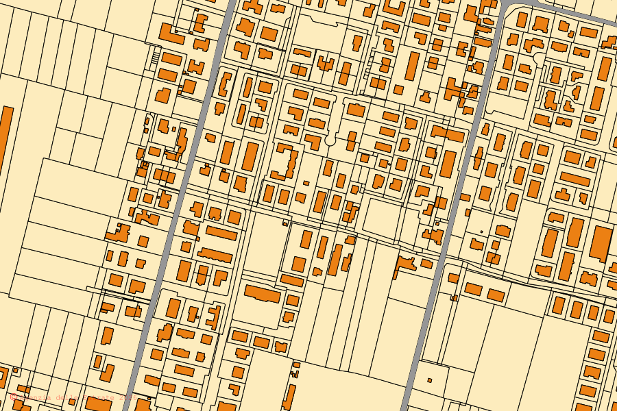 Mappa catastale del centro di Santa Maria di Sala: particelle e fabbricati, cartografia Agenzia delle Entrate