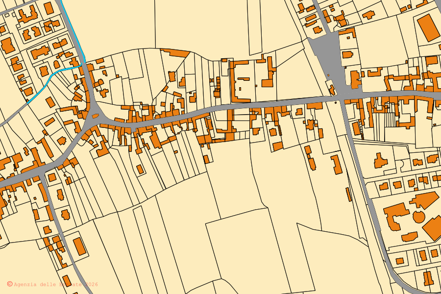 Mappa catastale del centro di Santa Maria la Longa: particelle e fabbricati, cartografia Agenzia delle Entrate