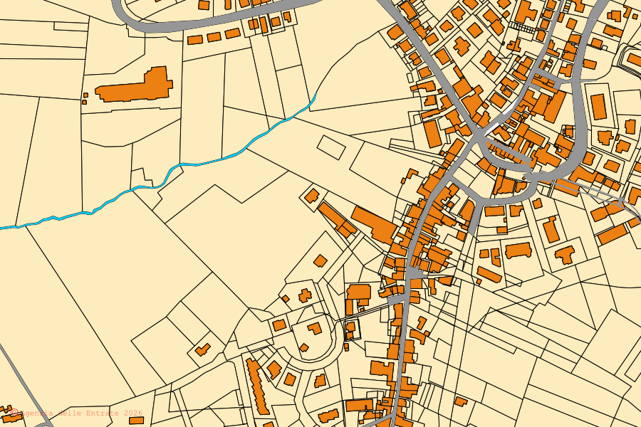 Mappa catastale del centro di Santa Maria Nuova: particelle e fabbricati, cartografia Agenzia delle Entrate