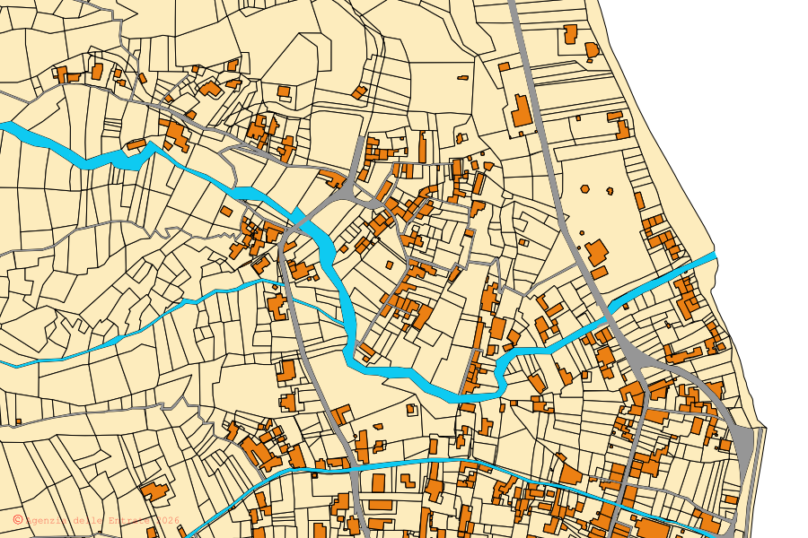 Mappa catastale del centro di Santa Marina Salina: particelle e fabbricati, cartografia Agenzia delle Entrate