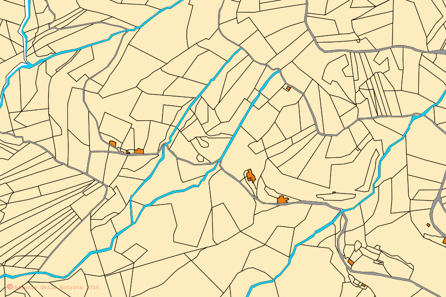 Mappa catastale del centro di Santa Paolina: particelle e fabbricati, cartografia Agenzia delle Entrate