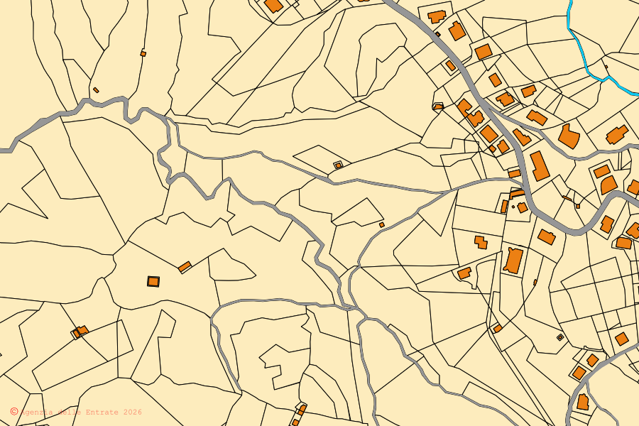 Mappa catastale del centro di Santa Sofia d'Epiro: particelle e fabbricati, cartografia Agenzia delle Entrate