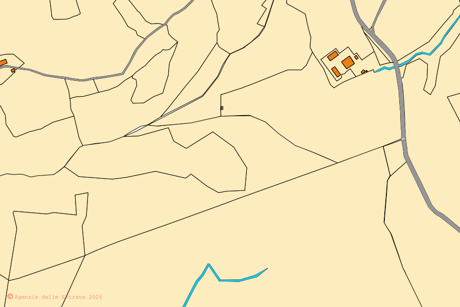 Mappa catastale del centro di Santa Sofia: particelle e fabbricati, cartografia Agenzia delle Entrate