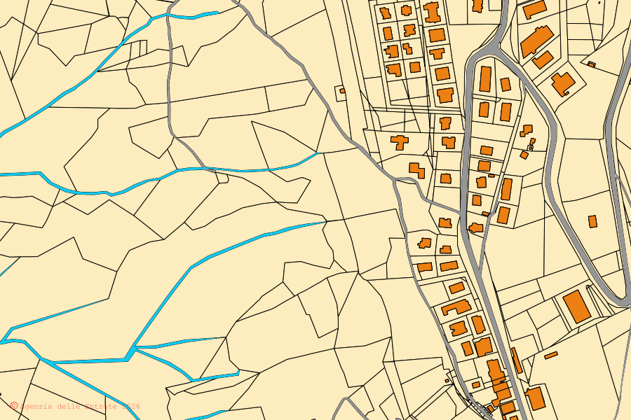 Mappa catastale del centro di Santa Vittoria in Matenano: particelle e fabbricati, cartografia Agenzia delle Entrate