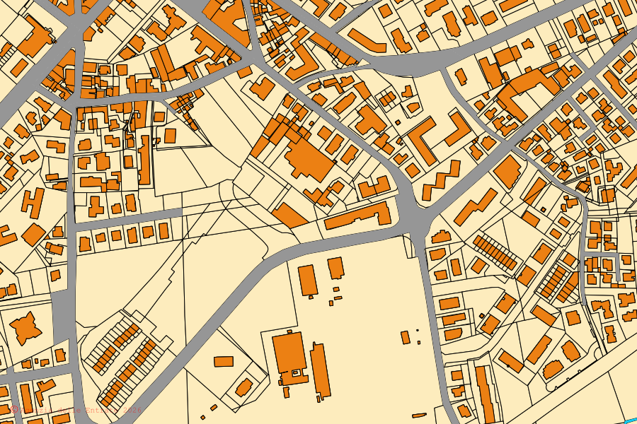 Mappa catastale del centro di Santarcangelo di Romagna: particelle e fabbricati, cartografia Agenzia delle Entrate