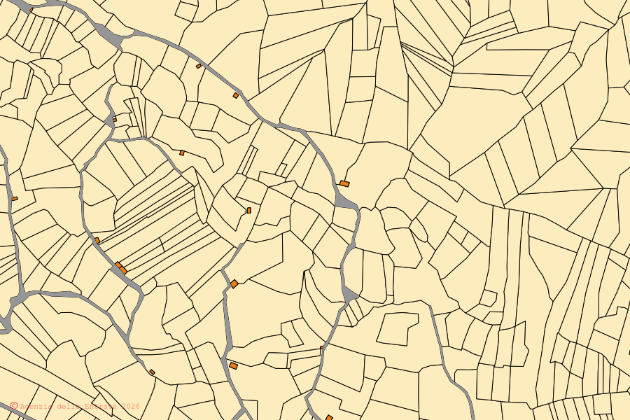 Mappa catastale del centro di Sante Marie: particelle e fabbricati, cartografia Agenzia delle Entrate