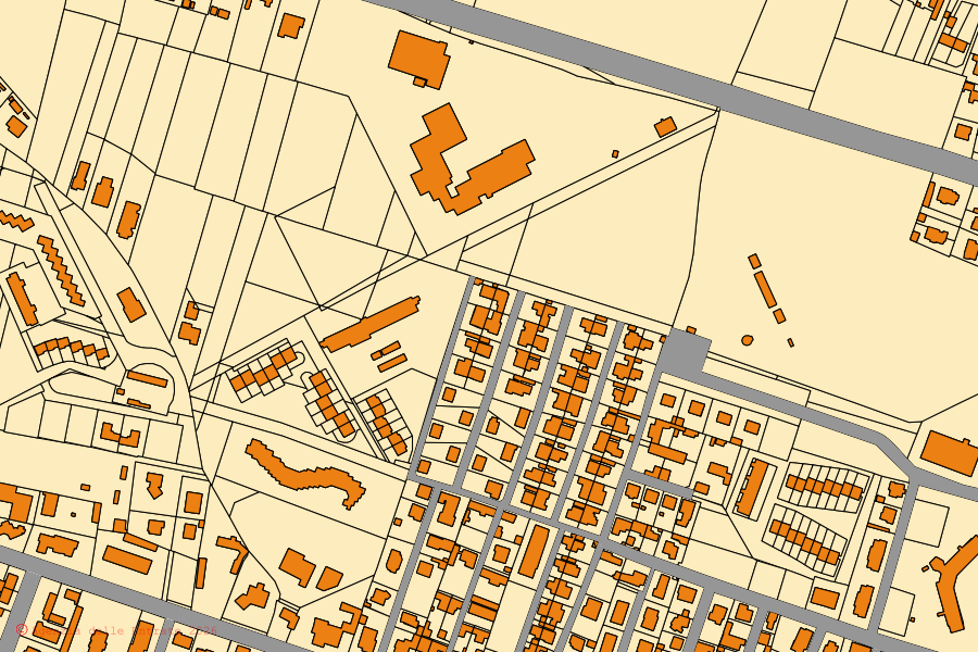 Mappa catastale del centro di Santhià: particelle e fabbricati, cartografia Agenzia delle Entrate