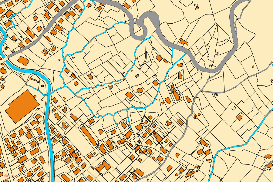 Mappa catastale del centro di Santo Stefano di Magra: particelle e fabbricati, cartografia Agenzia delle Entrate