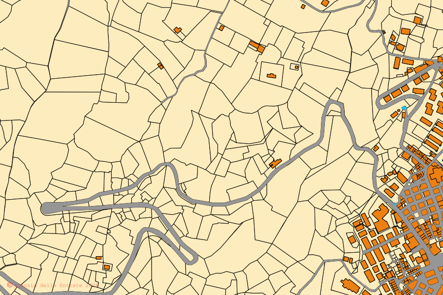 Mappa catastale del centro di Santo Stefano in Aspromonte: particelle e fabbricati, cartografia Agenzia delle Entrate