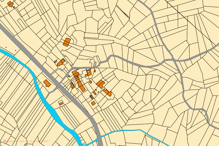 Mappa catastale del centro di Santo Stefano Roero: particelle e fabbricati, cartografia Agenzia delle Entrate