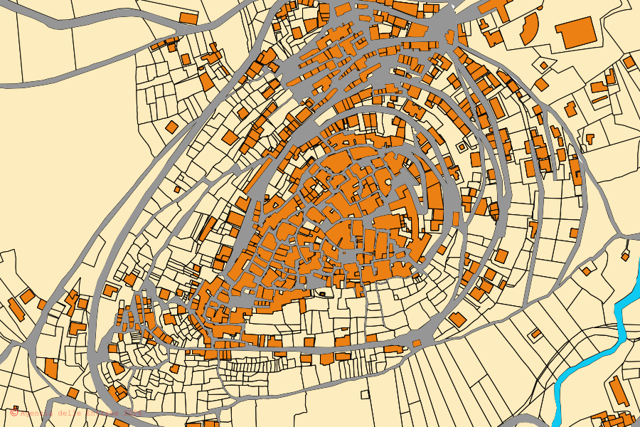 Mappa catastale del centro di Sanza: particelle e fabbricati, cartografia Agenzia delle Entrate