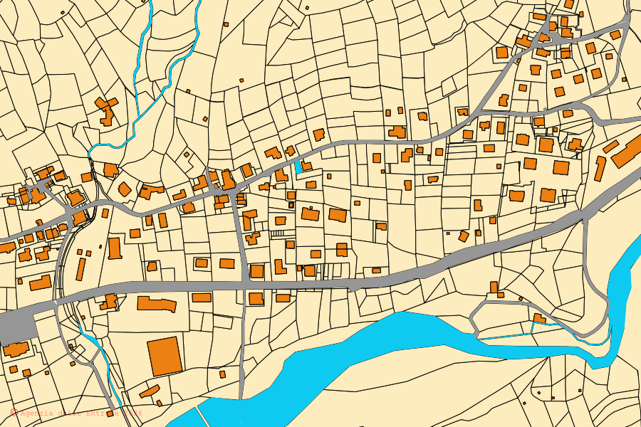 Mappa catastale del centro di Sappada: particelle e fabbricati, cartografia Agenzia delle Entrate