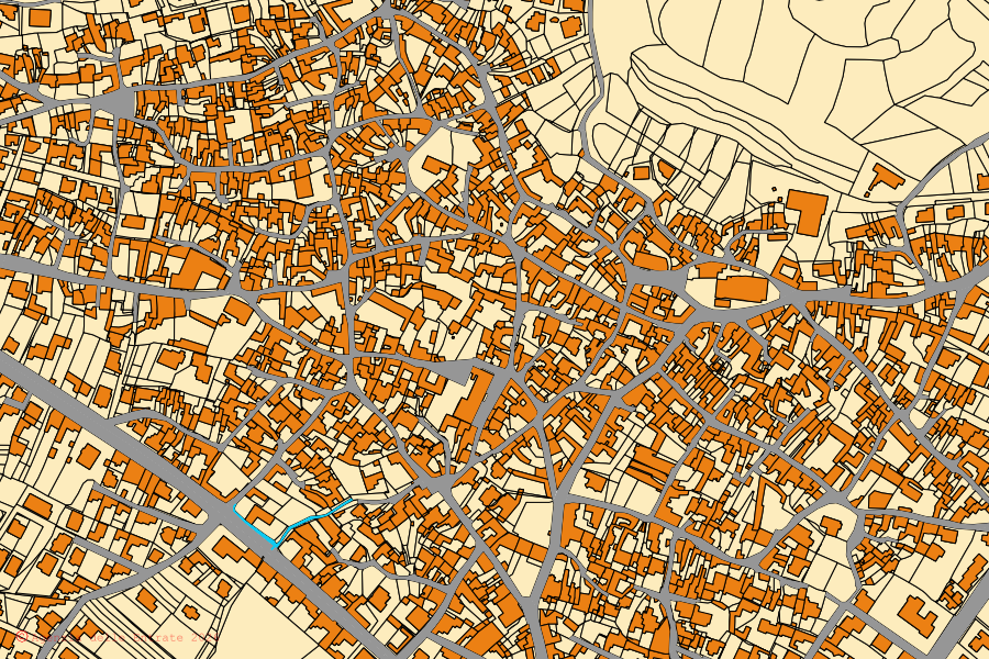 Mappa catastale del centro di Sardara: particelle e fabbricati, cartografia Agenzia delle Entrate