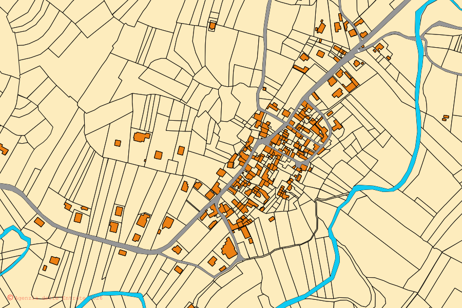 Mappa catastale del centro di Sardigliano: particelle e fabbricati, cartografia Agenzia delle Entrate
