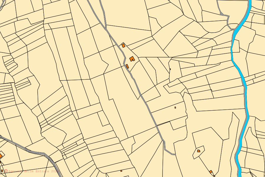 Mappa catastale del centro di Sarnano: particelle e fabbricati, cartografia Agenzia delle Entrate