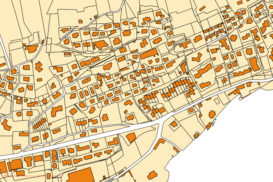Mappa catastale del centro di Sarnico: particelle e fabbricati, cartografia Agenzia delle Entrate