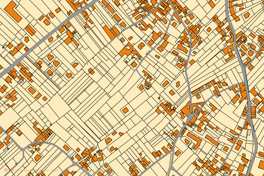 Mappa catastale del centro di Sarno: particelle e fabbricati, cartografia Agenzia delle Entrate