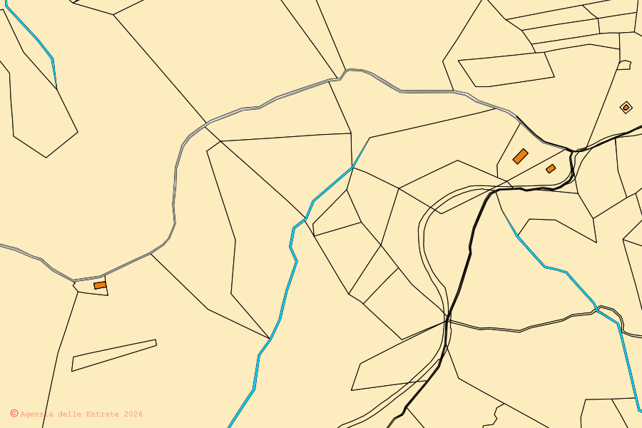Mappa catastale del centro di Sarsina: particelle e fabbricati, cartografia Agenzia delle Entrate