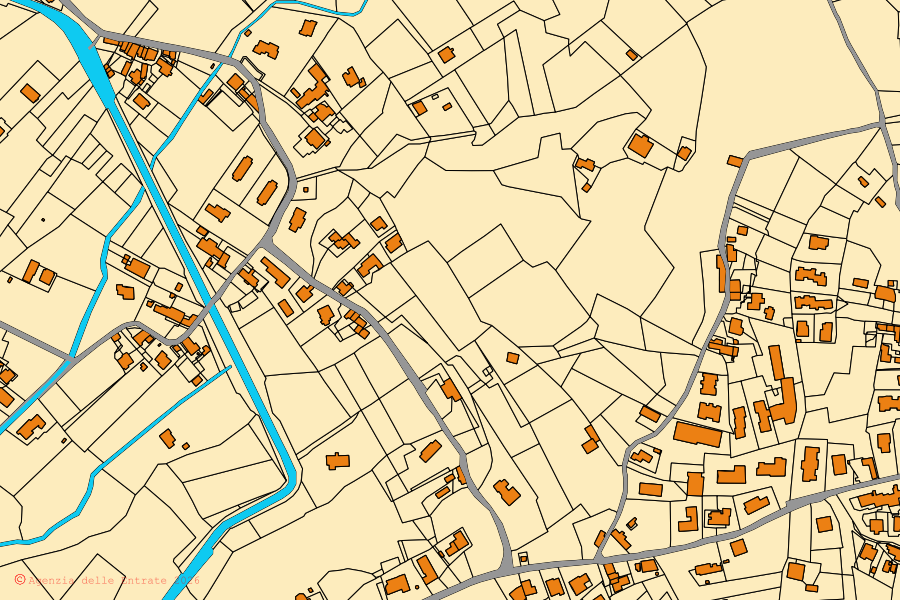 Mappa catastale del centro di Sarzana: particelle e fabbricati, cartografia Agenzia delle Entrate