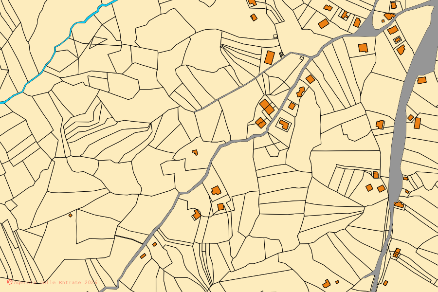 Mappa catastale del centro di Sasso di Castalda: particelle e fabbricati, cartografia Agenzia delle Entrate