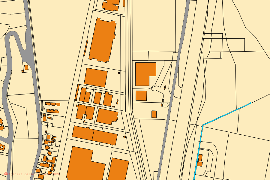 Mappa catastale del centro di Sasso Marconi: particelle e fabbricati, cartografia Agenzia delle Entrate