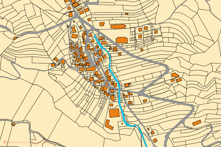 Mappa catastale del centro di Sauris: particelle e fabbricati, cartografia Agenzia delle Entrate