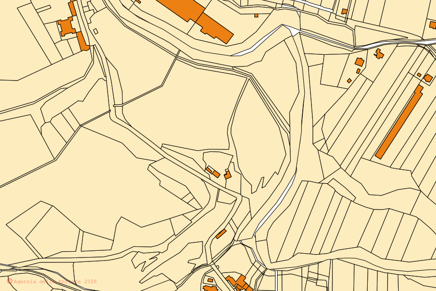 Mappa catastale del centro di Savogna d'Isonzo: particelle e fabbricati, cartografia Agenzia delle Entrate