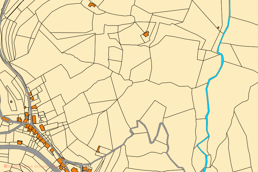 Mappa catastale del centro di Scagnello: particelle e fabbricati, cartografia Agenzia delle Entrate