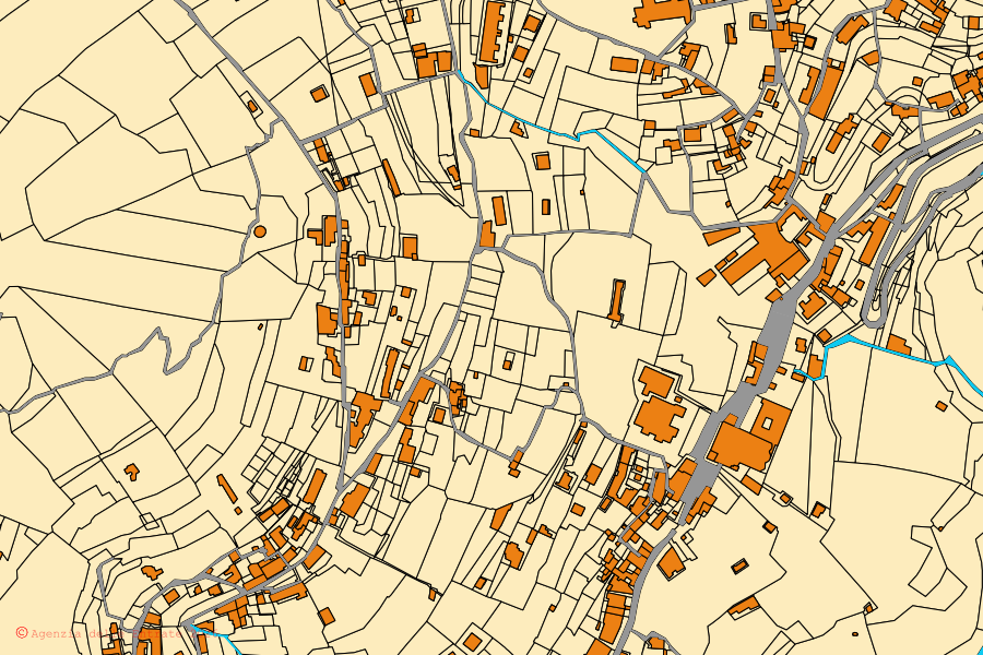 Mappa catastale del centro di Scala: particelle e fabbricati, cartografia Agenzia delle Entrate