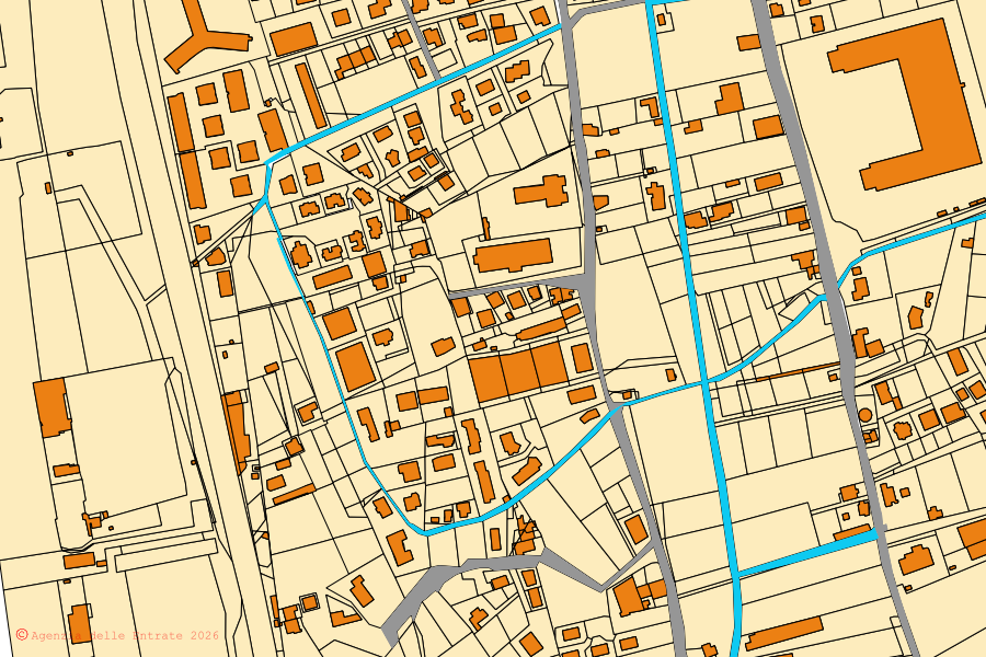Mappa catastale del centro di Scalea: particelle e fabbricati, cartografia Agenzia delle Entrate