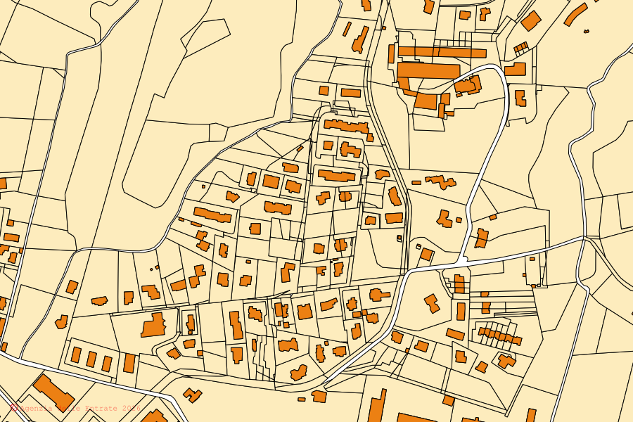 Mappa catastale del centro di Scanzorosciate: particelle e fabbricati, cartografia Agenzia delle Entrate