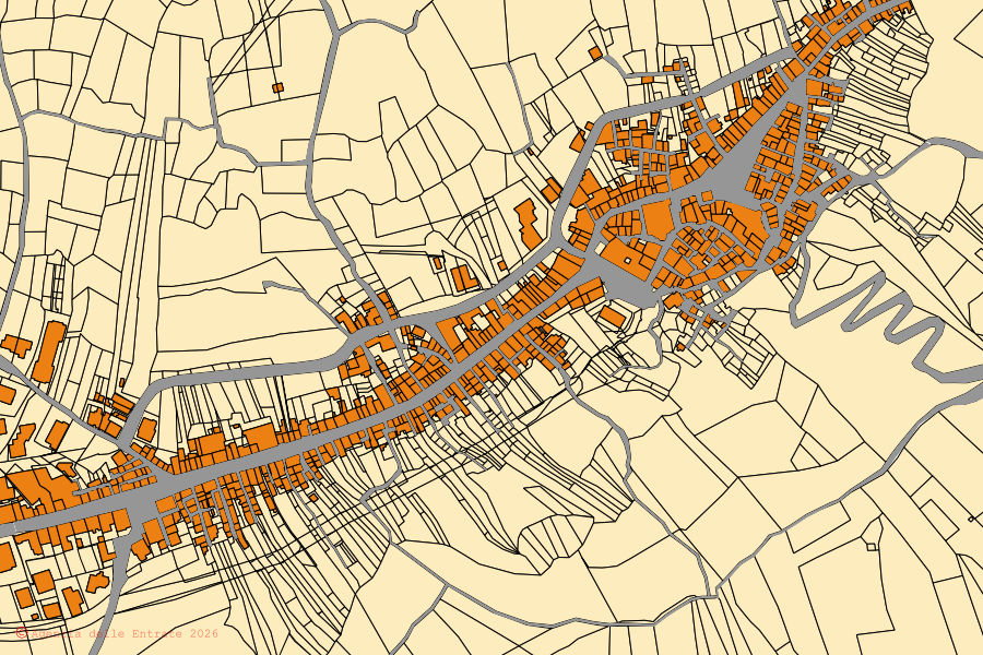 Mappa catastale del centro di Scerni: particelle e fabbricati, cartografia Agenzia delle Entrate