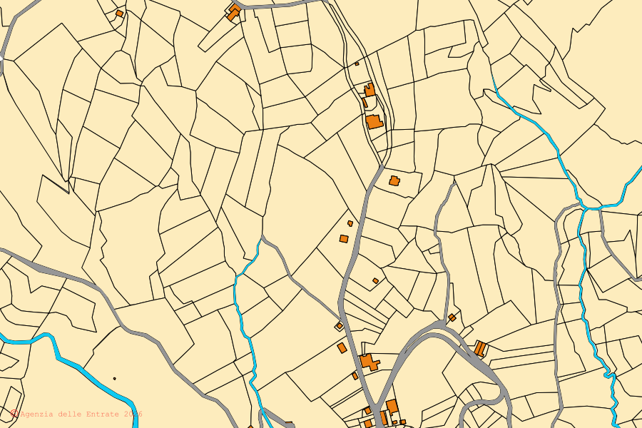 Mappa catastale del centro di Scheggia e Pascelupo: particelle e fabbricati, cartografia Agenzia delle Entrate