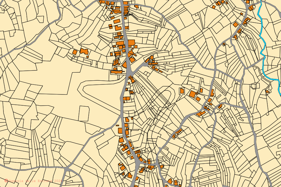 Mappa catastale del centro di Schiavi di Abruzzo: particelle e fabbricati, cartografia Agenzia delle Entrate