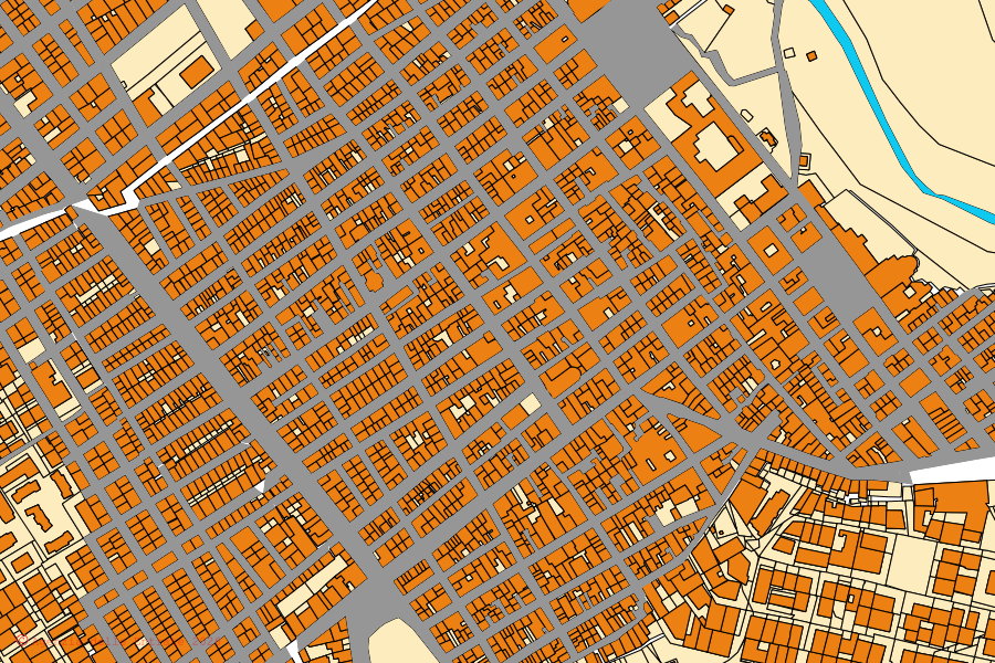 Mappa catastale del centro di Scordia: particelle e fabbricati, cartografia Agenzia delle Entrate