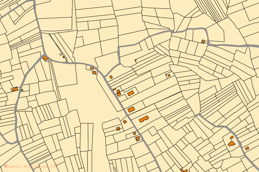 Mappa catastale del centro di Scurcola Marsicana: particelle e fabbricati, cartografia Agenzia delle Entrate