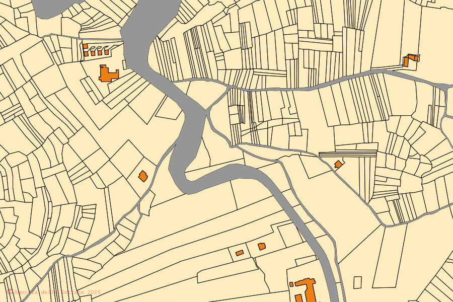 Mappa catastale del centro di Secinaro: particelle e fabbricati, cartografia Agenzia delle Entrate