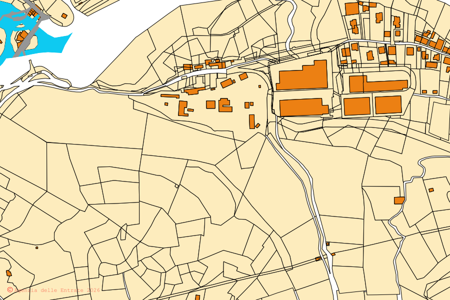 Mappa catastale del centro di Sedrina: particelle e fabbricati, cartografia Agenzia delle Entrate