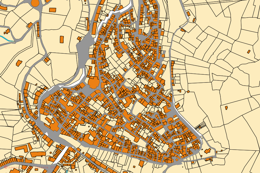Mappa catastale del centro di Segni: particelle e fabbricati, cartografia Agenzia delle Entrate