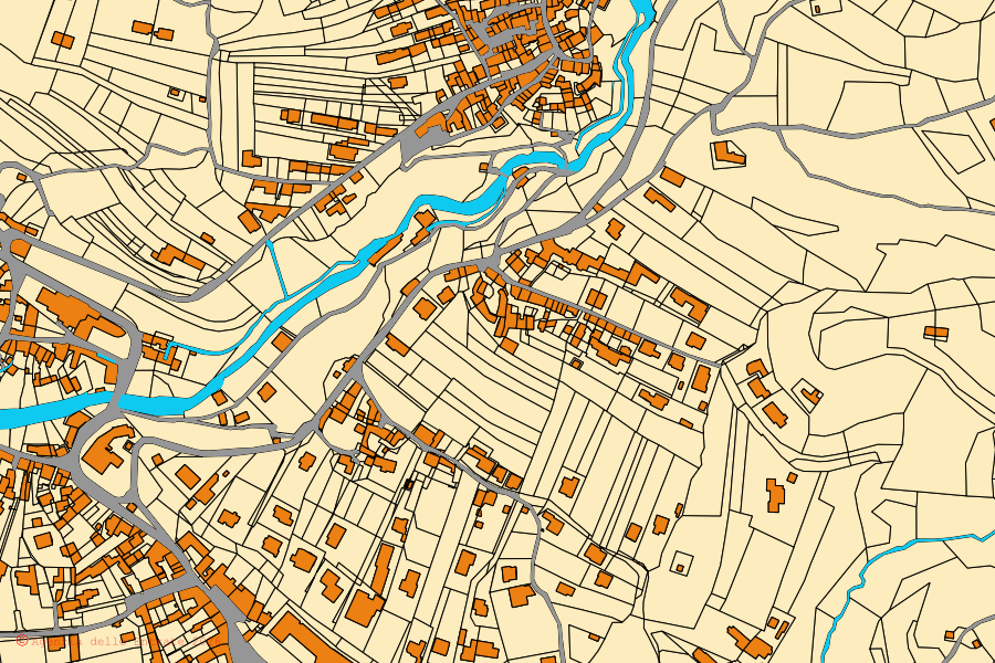 Mappa catastale del centro di Segusino: particelle e fabbricati, cartografia Agenzia delle Entrate