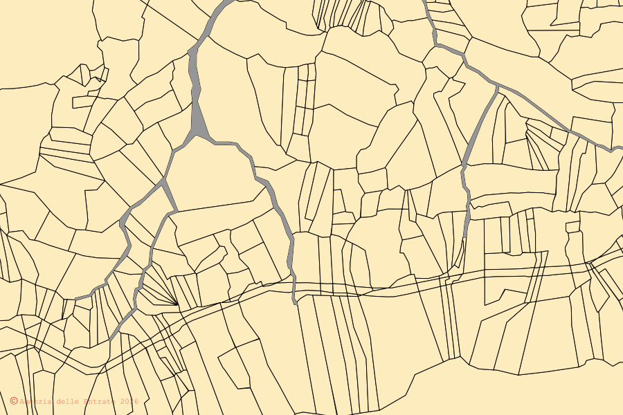 Mappa catastale del centro di Semestene: particelle e fabbricati, cartografia Agenzia delle Entrate