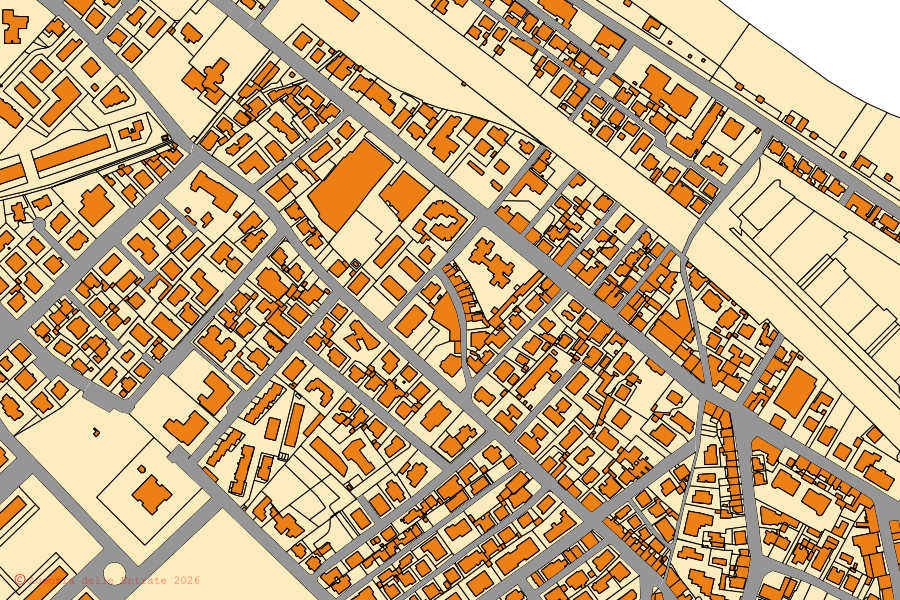 Mappa catastale del centro di Senigallia: particelle e fabbricati, cartografia Agenzia delle Entrate