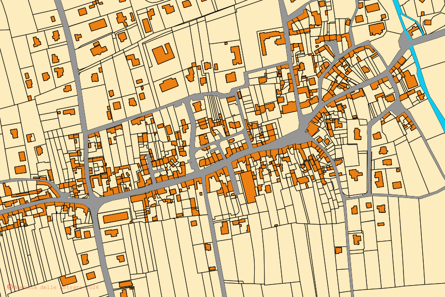 Mappa catastale del centro di Sequals: particelle e fabbricati, cartografia Agenzia delle Entrate