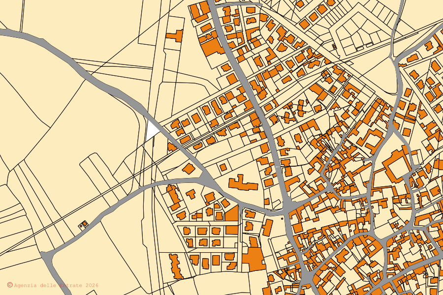 Mappa catastale del centro di Serdiana: particelle e fabbricati, cartografia Agenzia delle Entrate